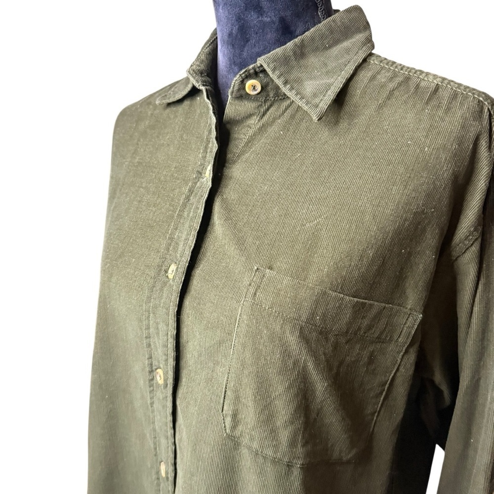 Wilfred Free | Dark Olive Corduroy Boyfriend Shirt | 100% Cotton | Sz XS - Picture 3 of 8